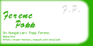 ferenc popp business card